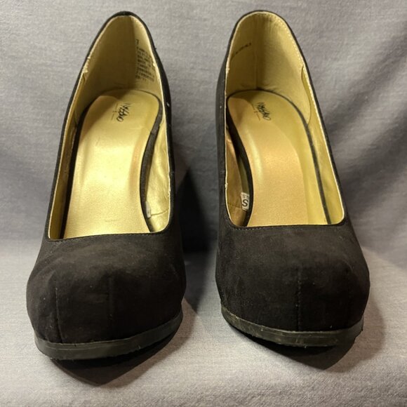 Mossimo Vintage Faux Suede Hidden Platform Pumps Black Size 7 VGUC - Picture 2 of 9
